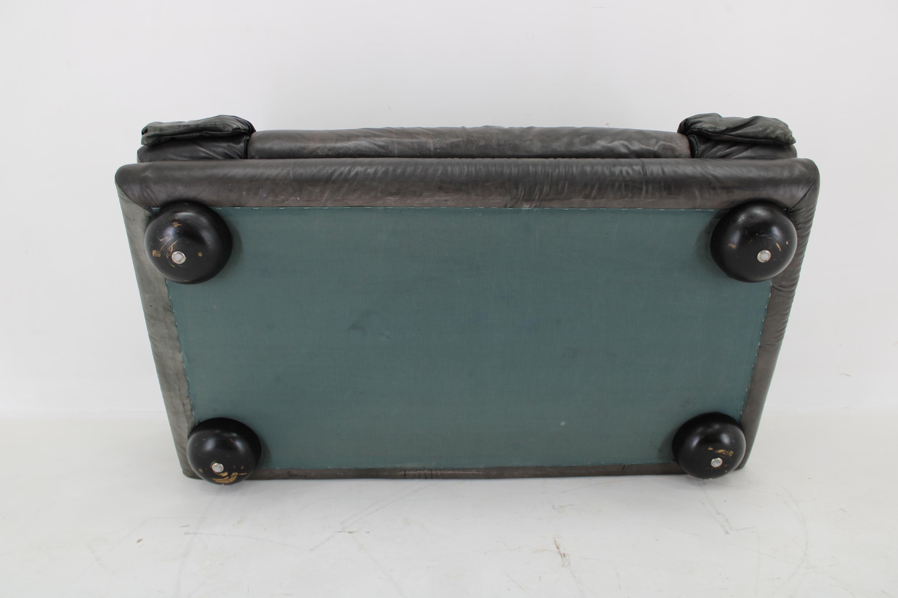 1970s Adjustable Wiener Werkstätte Brutalist Two-seater Leather Sofa 12