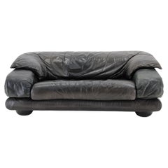 1970s Adjustable Wiener Werkstätte Brutalist Two-seater Leather Sofa
