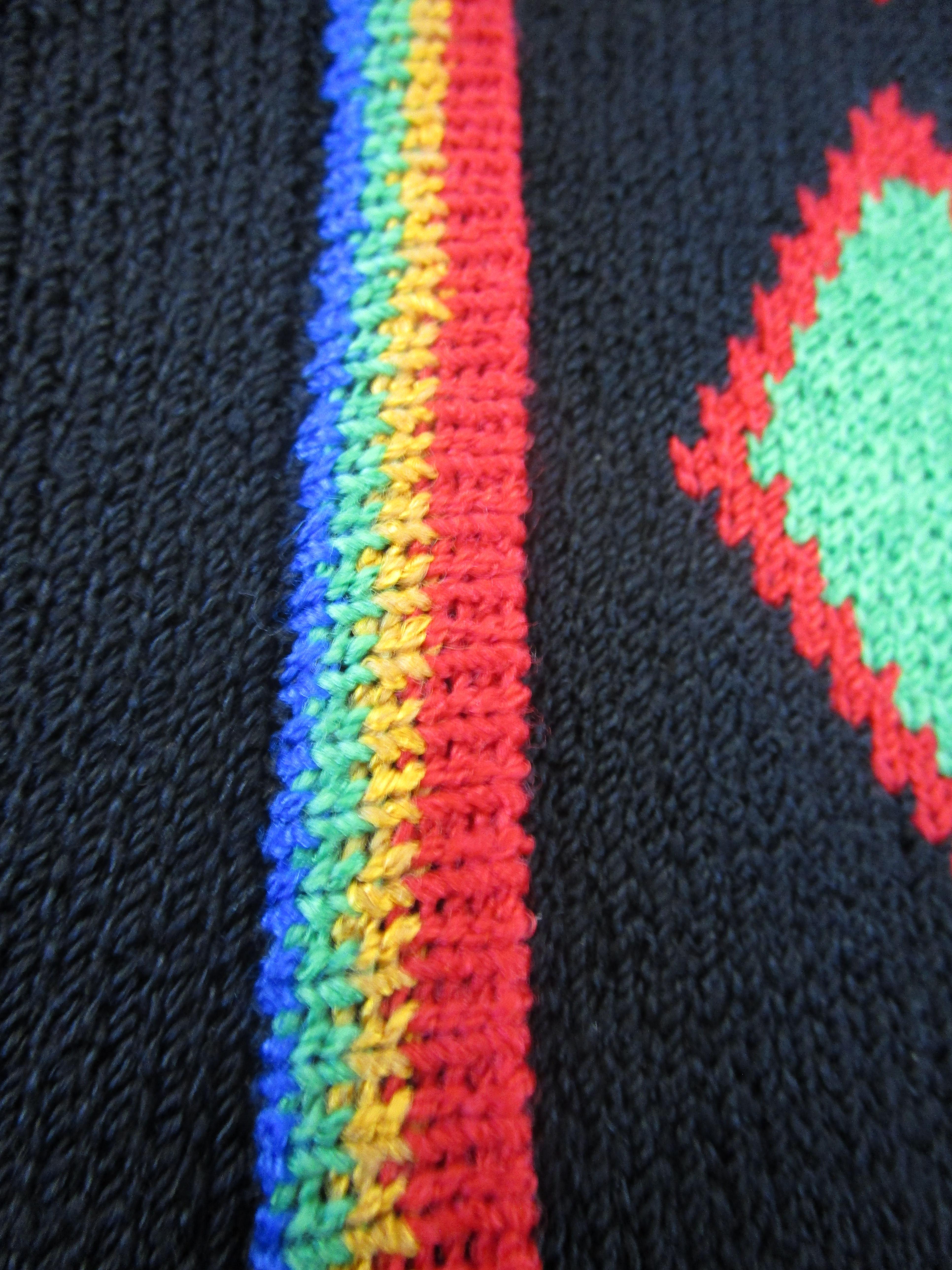 1970s Adolfo Black Knit Dress With Rainbow Details  In Excellent Condition For Sale In Houston, TX