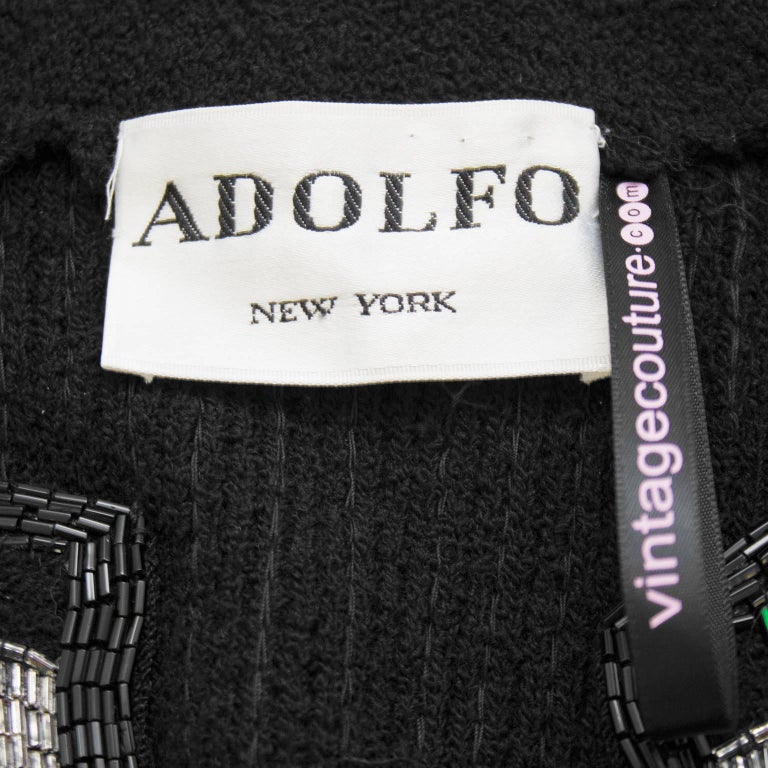 1970s Adolfo Black Knit Evening Suit With Art Deco Inspired Beading For Sale At 1stdibs