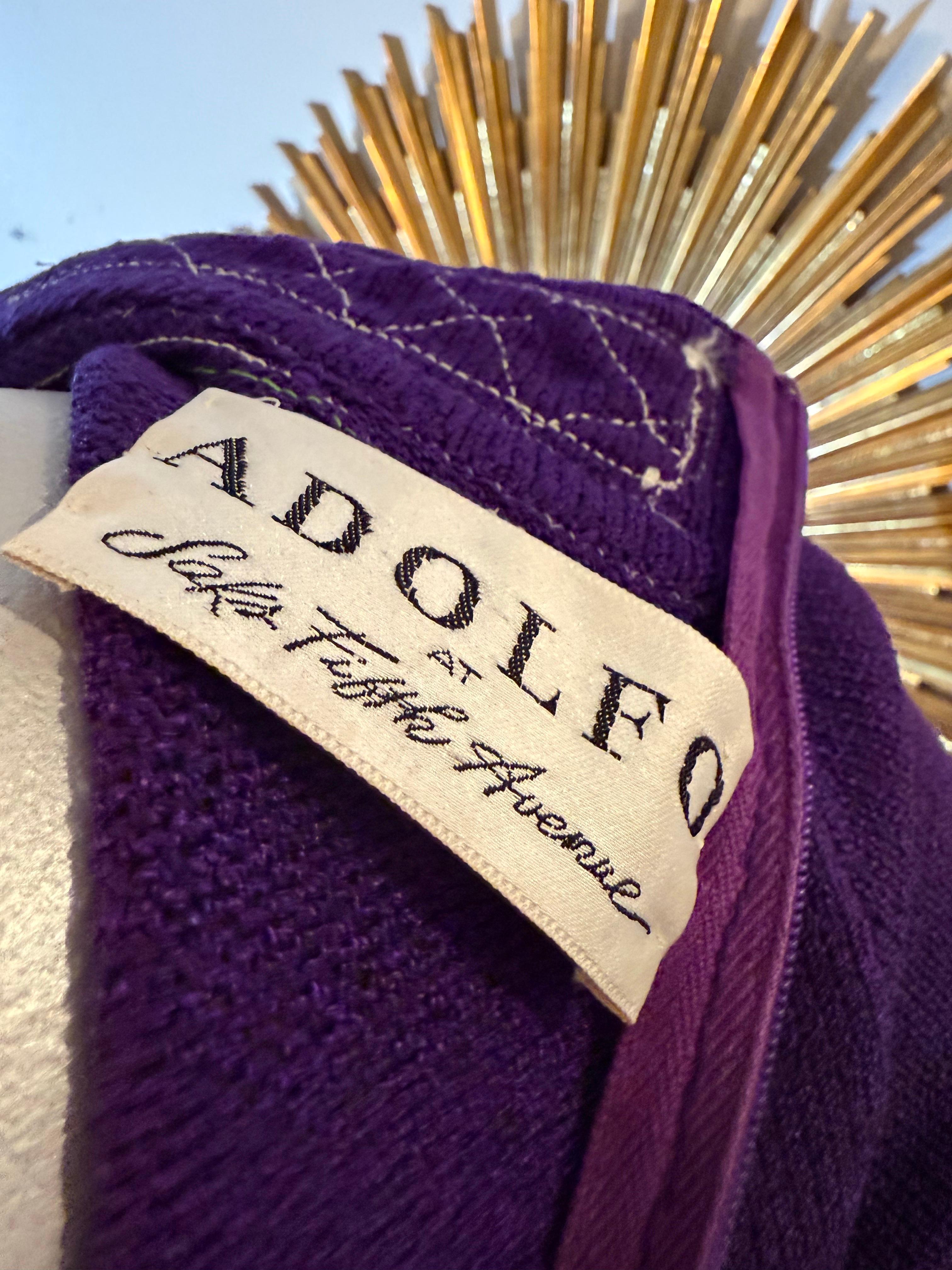 Caftano anni '70 di Adolfo a doppia maglia in lana e rayon viola reale con intrecci a nastro in vendita 13
