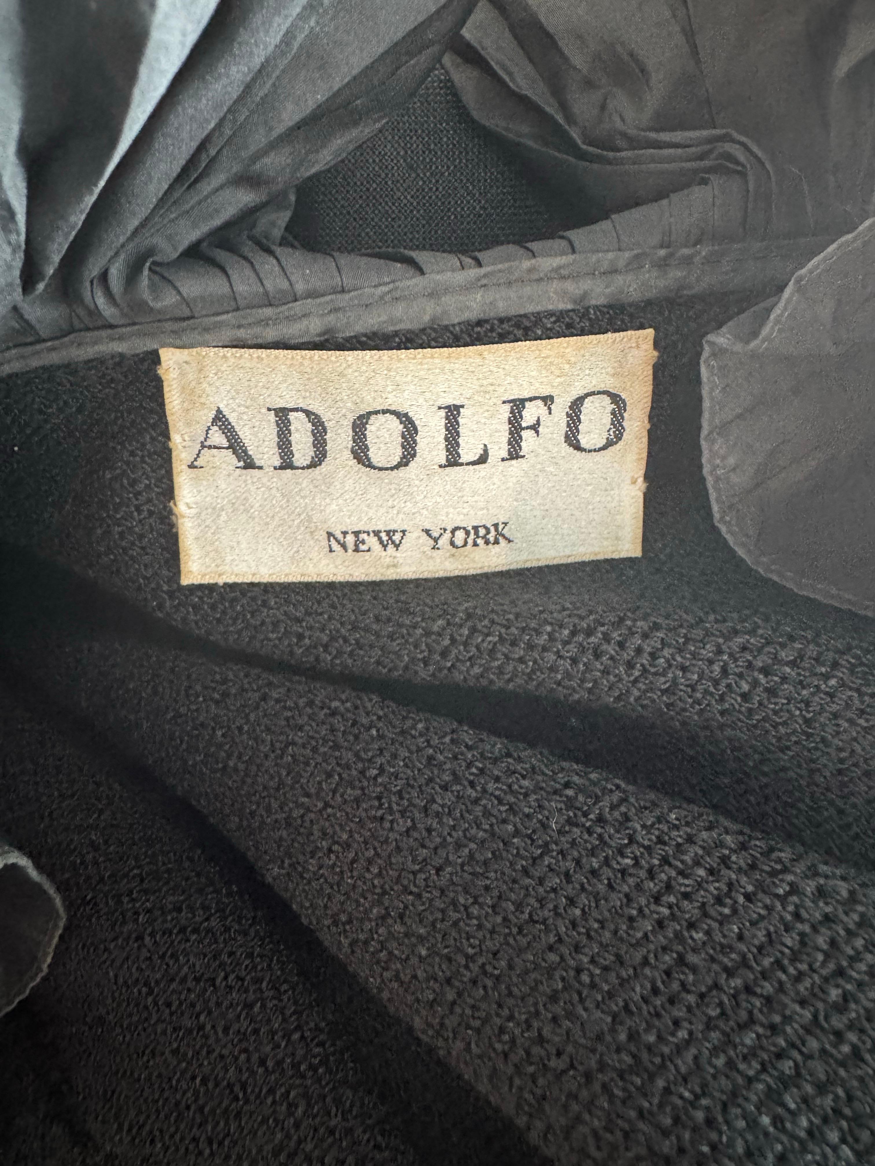 1970s Adolfo Ruffle Knit Long Cardigan Dress 3