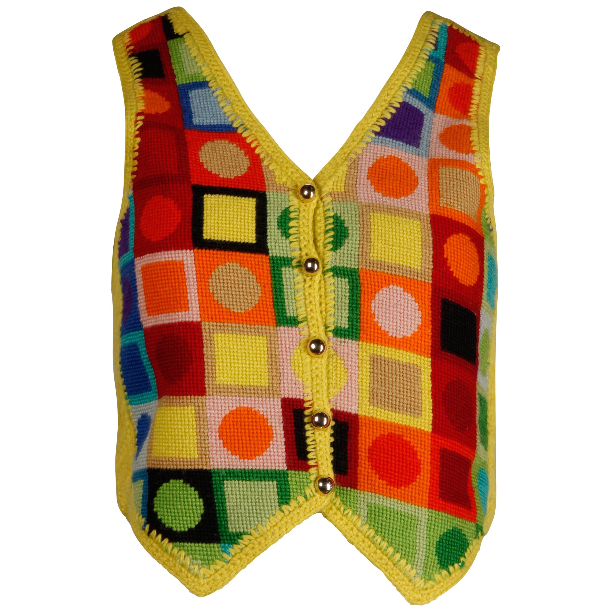 1970s Adolfo Vintage Knit Sweater Vest