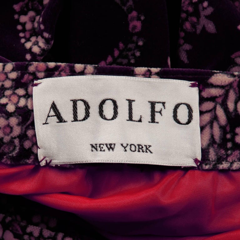 1970s Adolfo Vintage Long Purple Velvet Maxi Skirt With Floral Paisley Print At 1stdibs