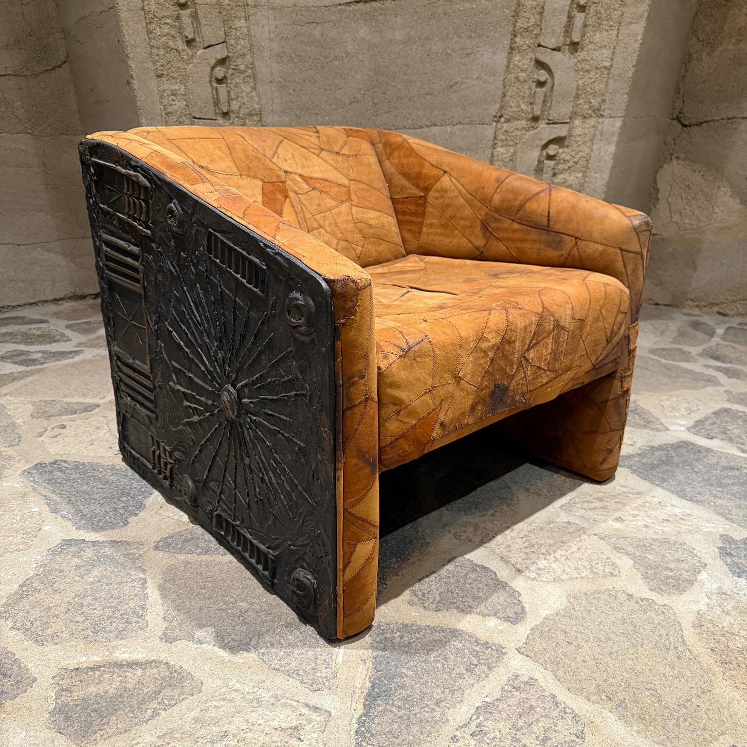 Brutalistischer Sessel aus Leder, Adrian Pearsall Craft Associates, 1970er Jahre, Patchwork im Angebot 4