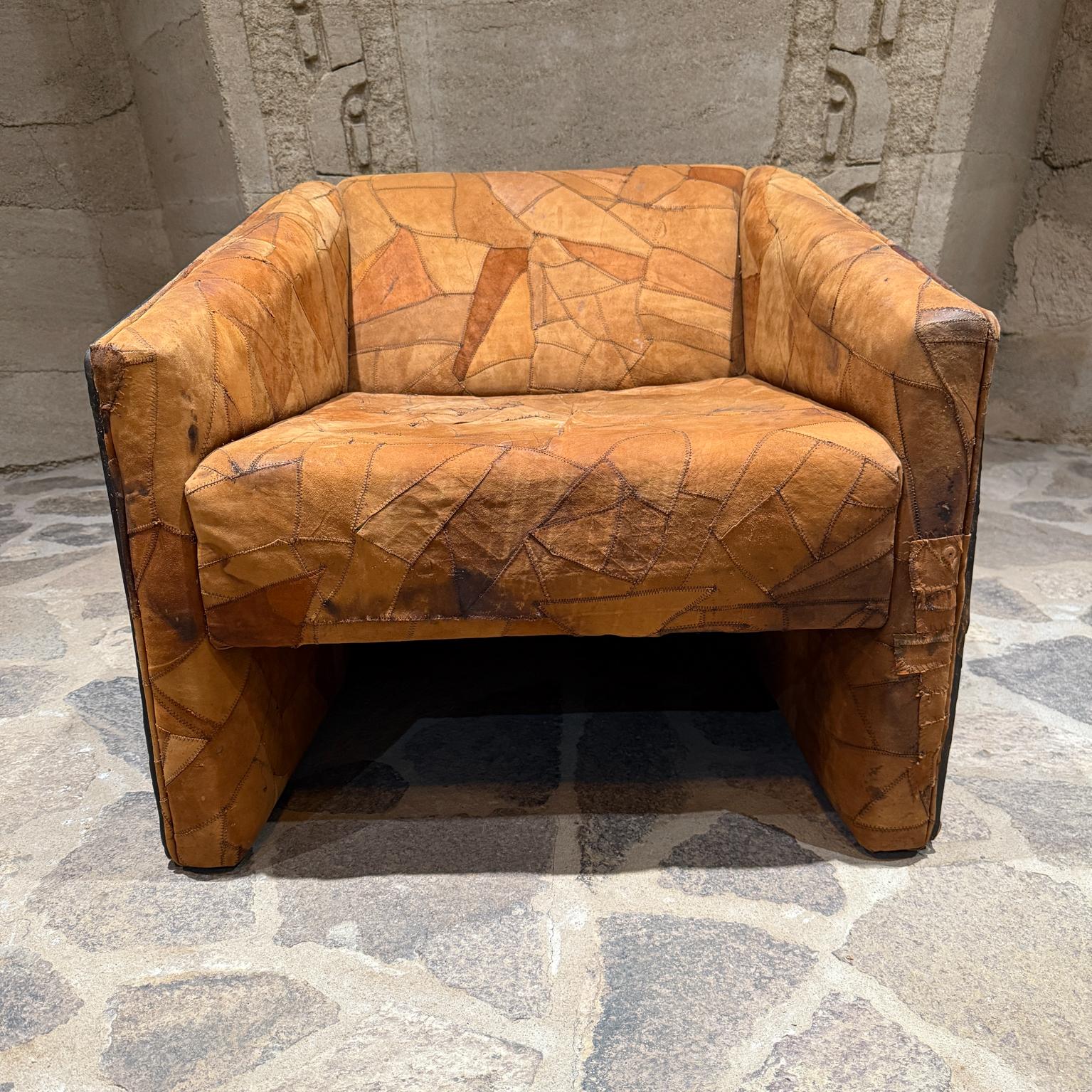 Brutalistischer Sessel aus Leder, Adrian Pearsall Craft Associates, 1970er Jahre, Patchwork (Brutalismus) im Angebot
