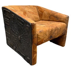 1970s Adrian Pearsall Craft Associates Sillón Brutalista Cuero Patchwork
