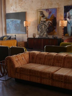 1970s Adrian Pearsall for Craft Associates Sofa with Original Jack Lenor Larsen