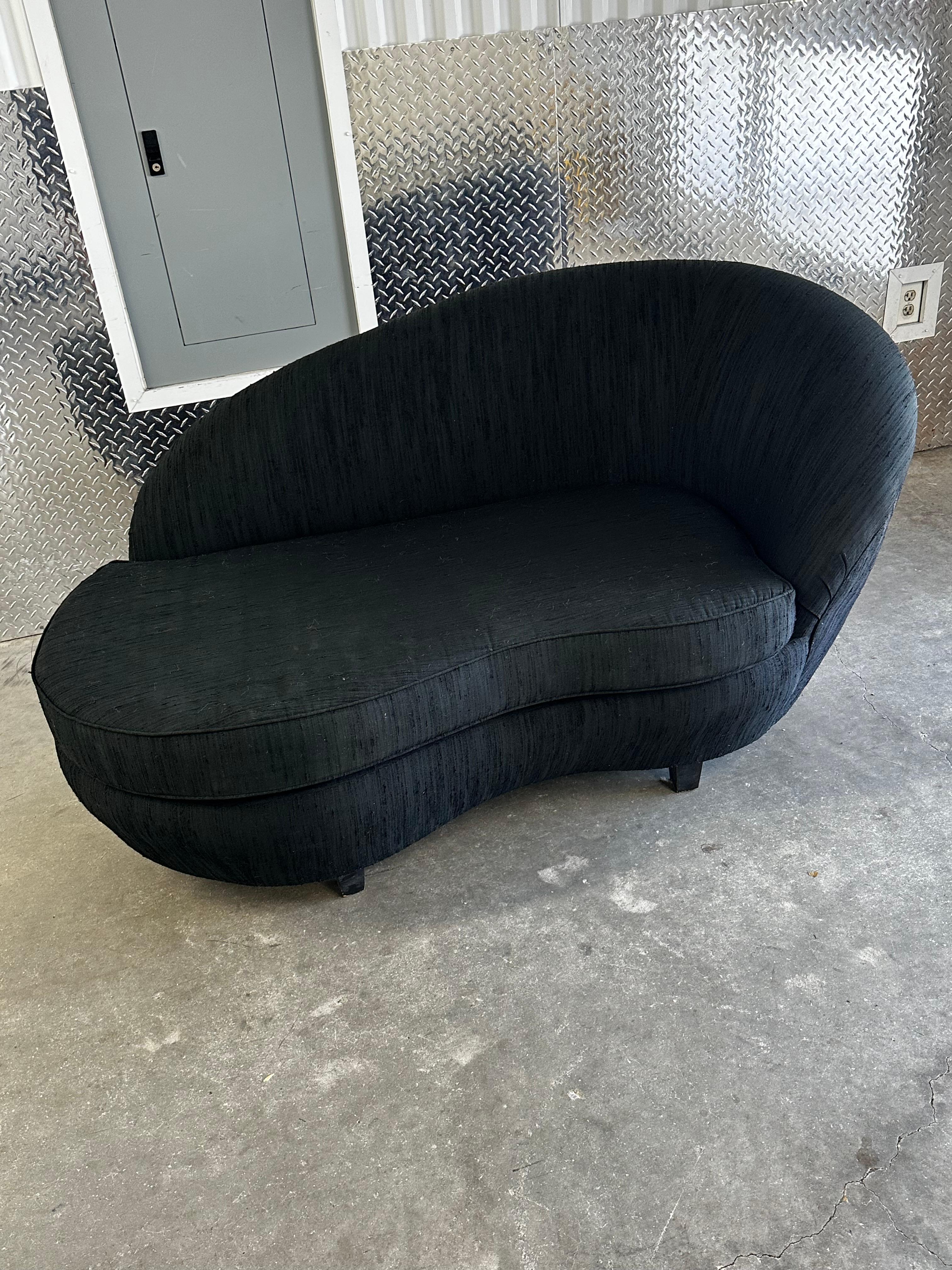 Mid-Century Modern 1970s Adrian Pearsall Petite Black Cloud Chaise Lounge For Sale