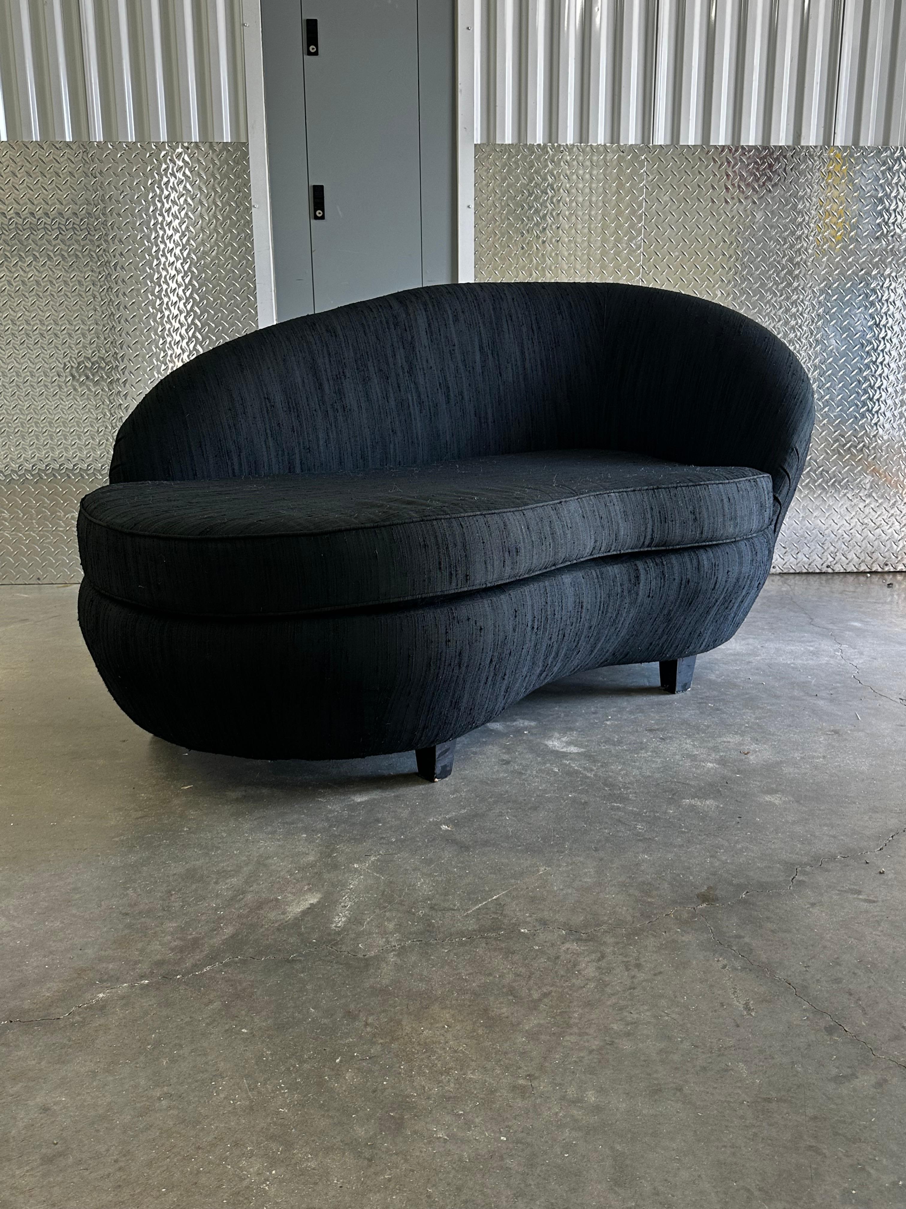 American 1970s Adrian Pearsall Petite Black Cloud Chaise Lounge For Sale