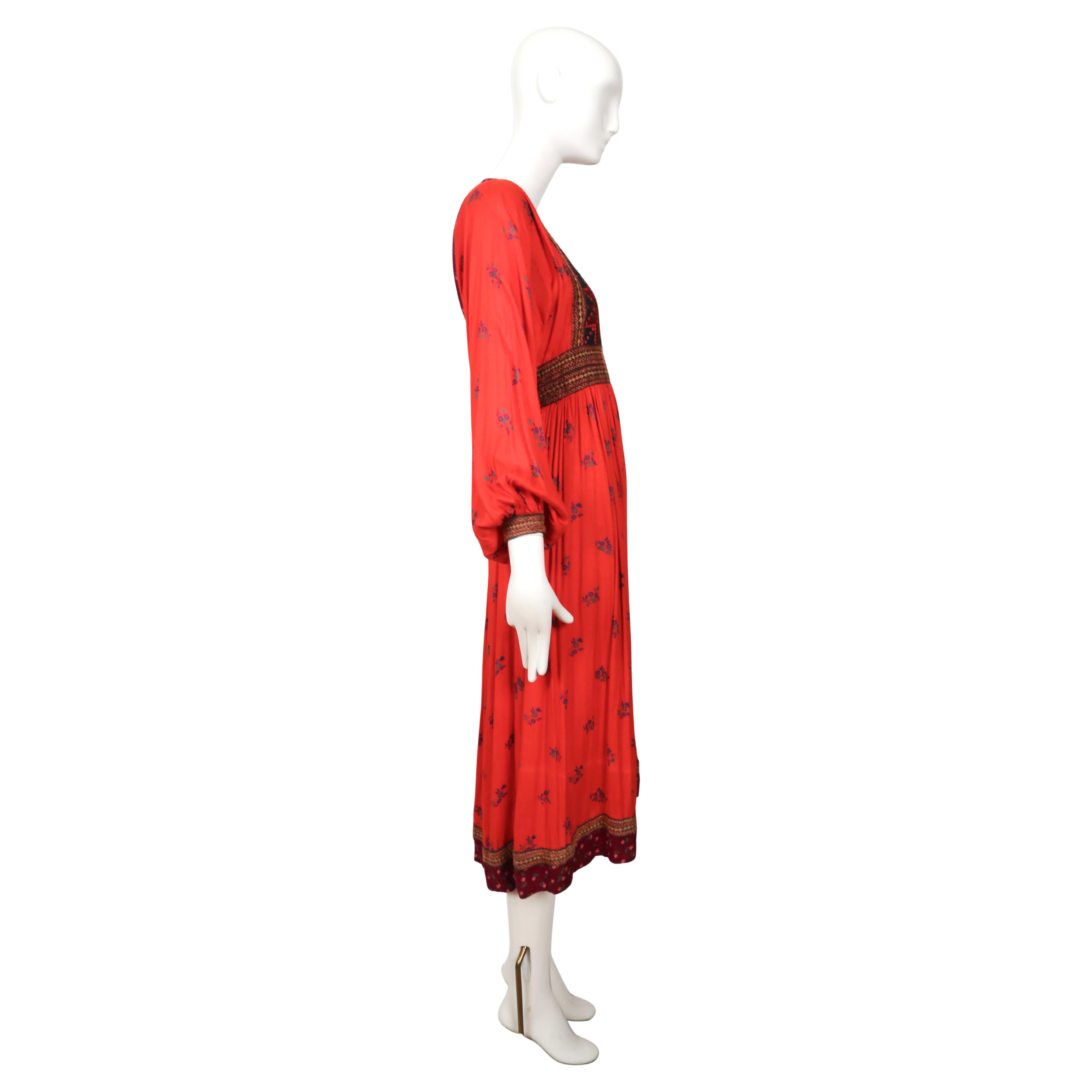 1970's AFGHAN floral printed folk style dress with hand embroidery For Sale 1
