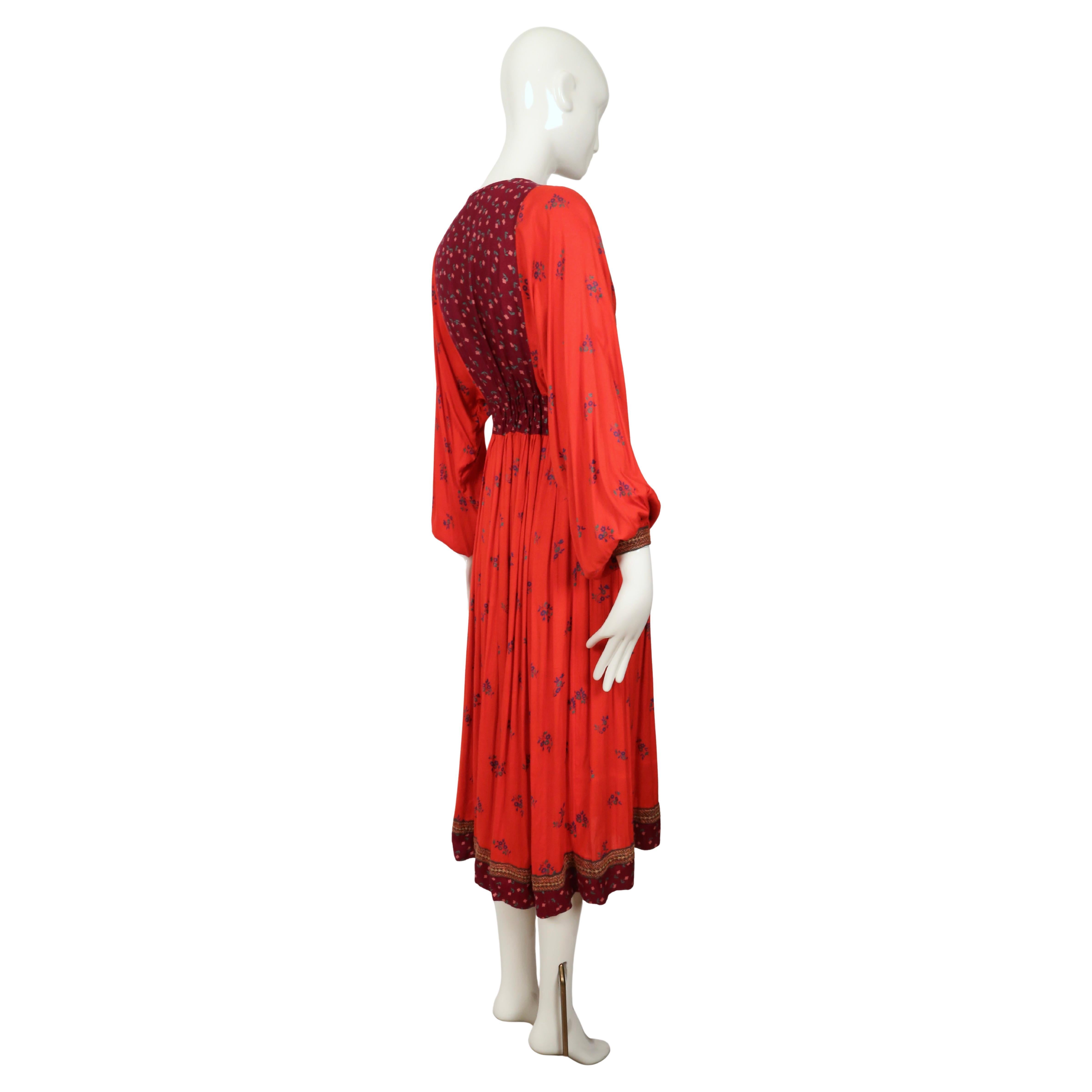 1970's AFGHAN floral printed folk style dress with hand embroidery For Sale 2