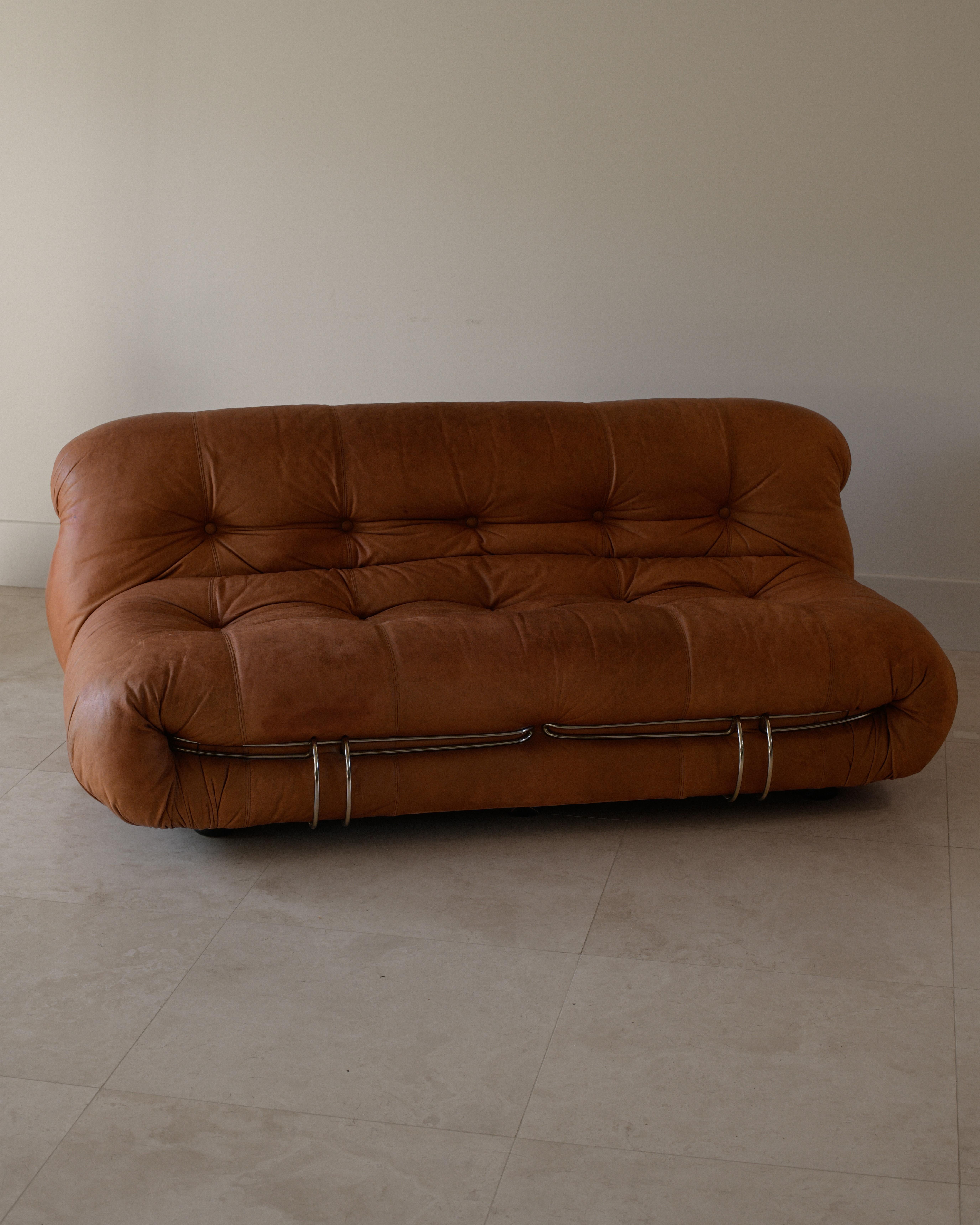 Acier 1970s Afra and Tobia Scarpa Soriana Sofa for Cassina, Italy en vente