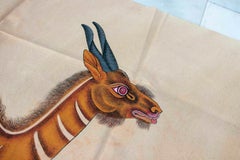 1970er Jahre African Ethnic Art Tribal Antilope Malerei auf Stoff