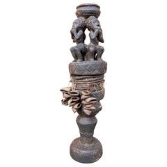 1970s African Ritual Sculpture with Carved Figures and Sound Elements