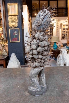 1970s African Tribal Figure with Nails and Ritual Amulets