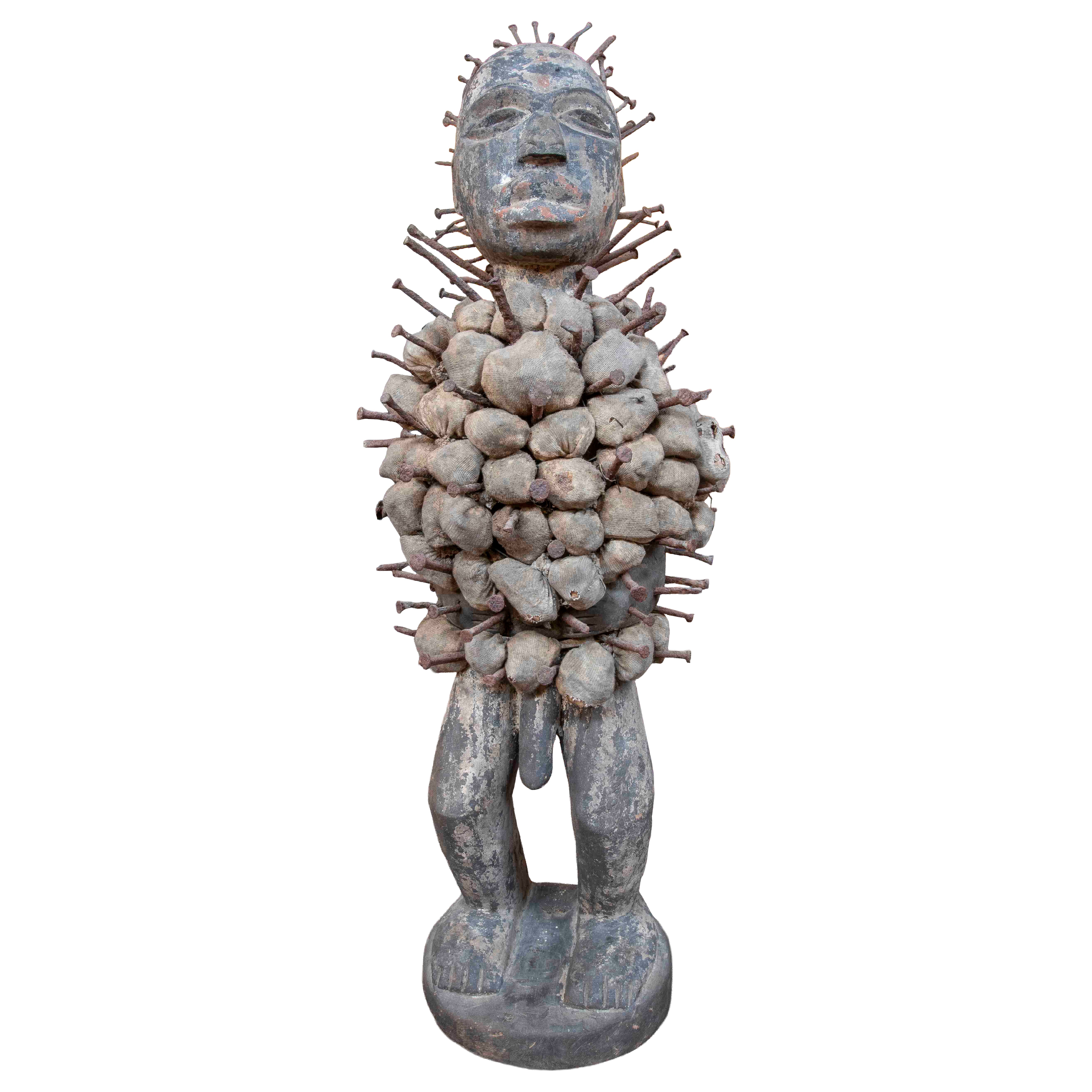 1970s African Tribal Figure with Nails and Ritual Amulets For Sale at ...