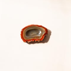 1970s Agate Catchall Bowl in Orange and Green with Raw Stone Base