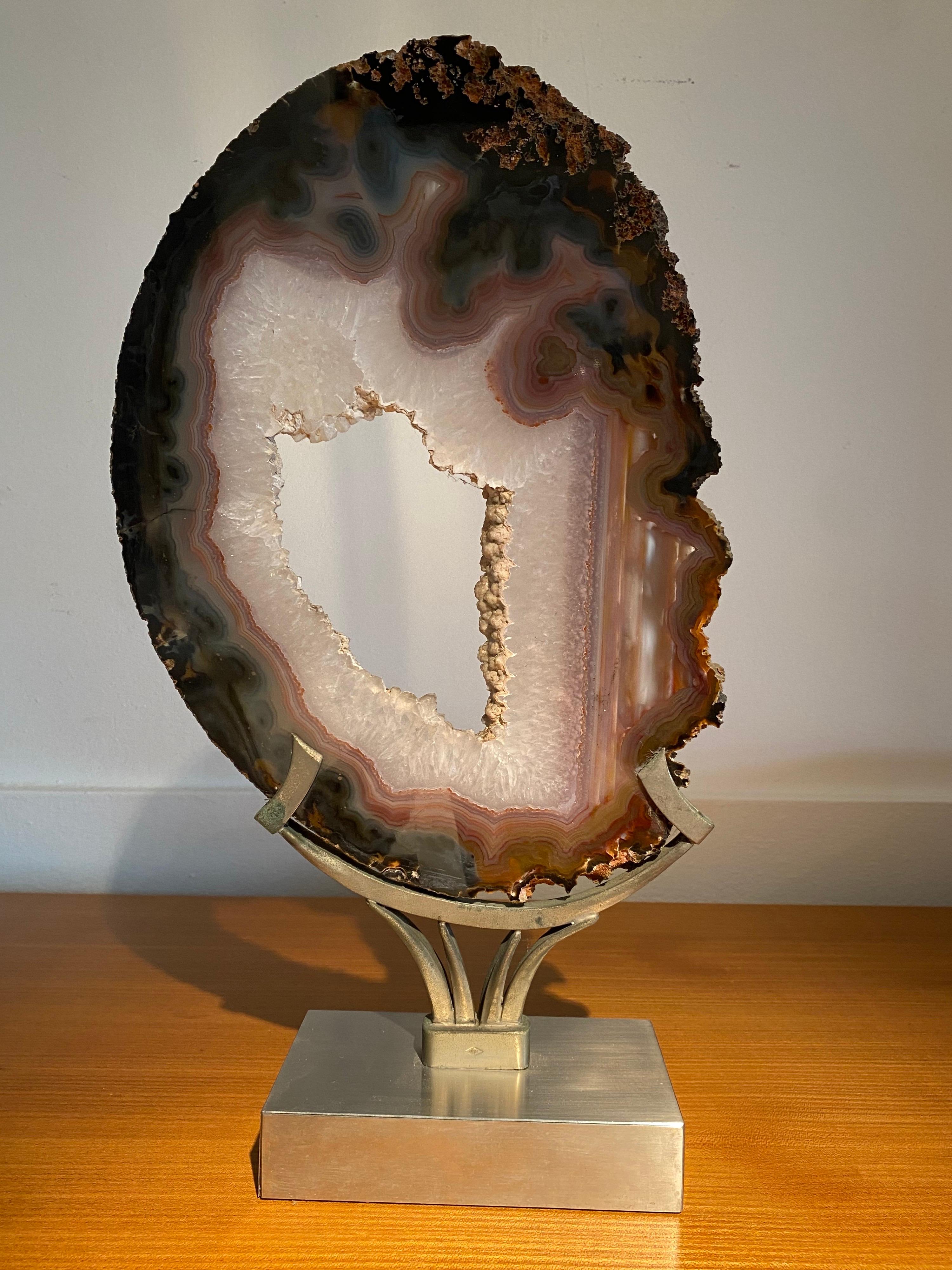 1970s Agate Mounted on Steel In Good Condition In Saint-Ouen, FR