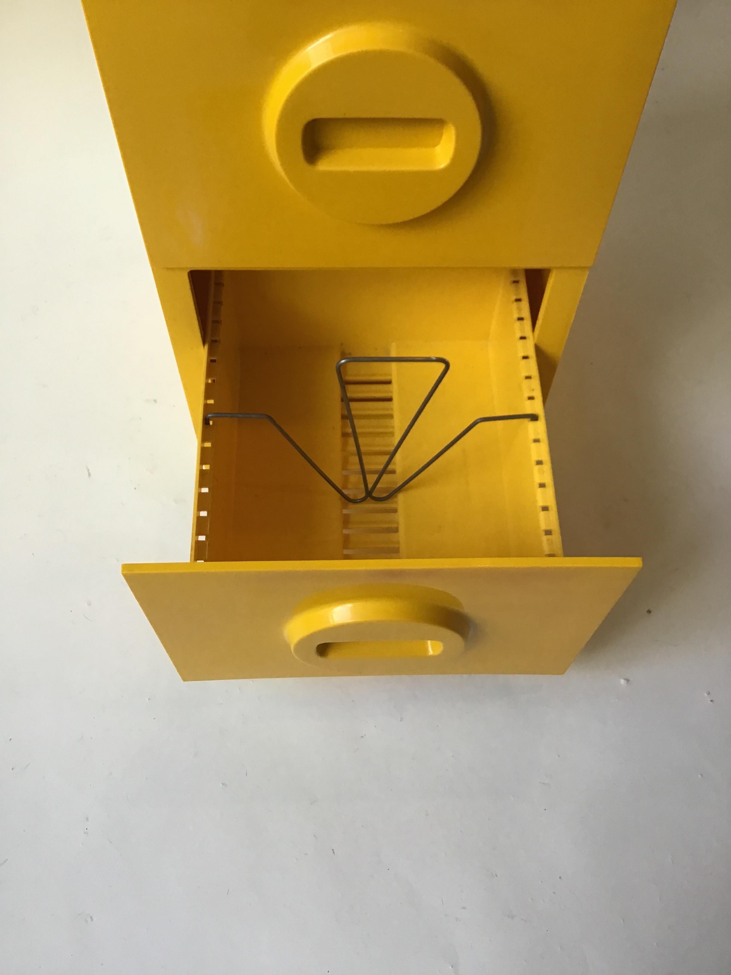 1970s Akro-Mils Yellow Plastic File Cabinet 3