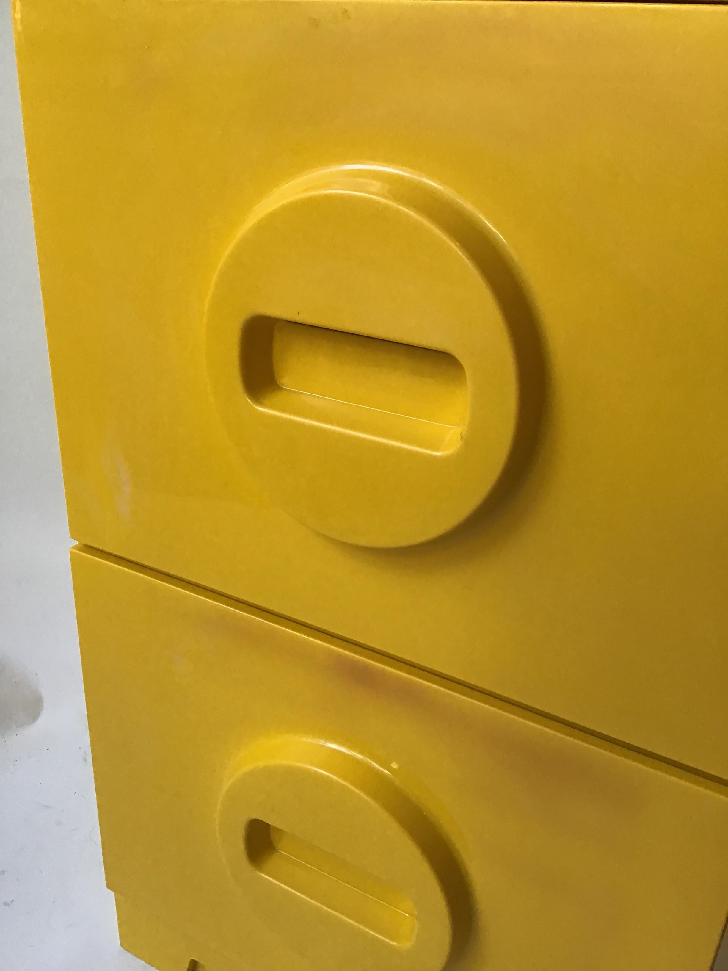 1970s Akro-Mils Yellow Plastic File Cabinet In Good Condition In Tarrytown, NY