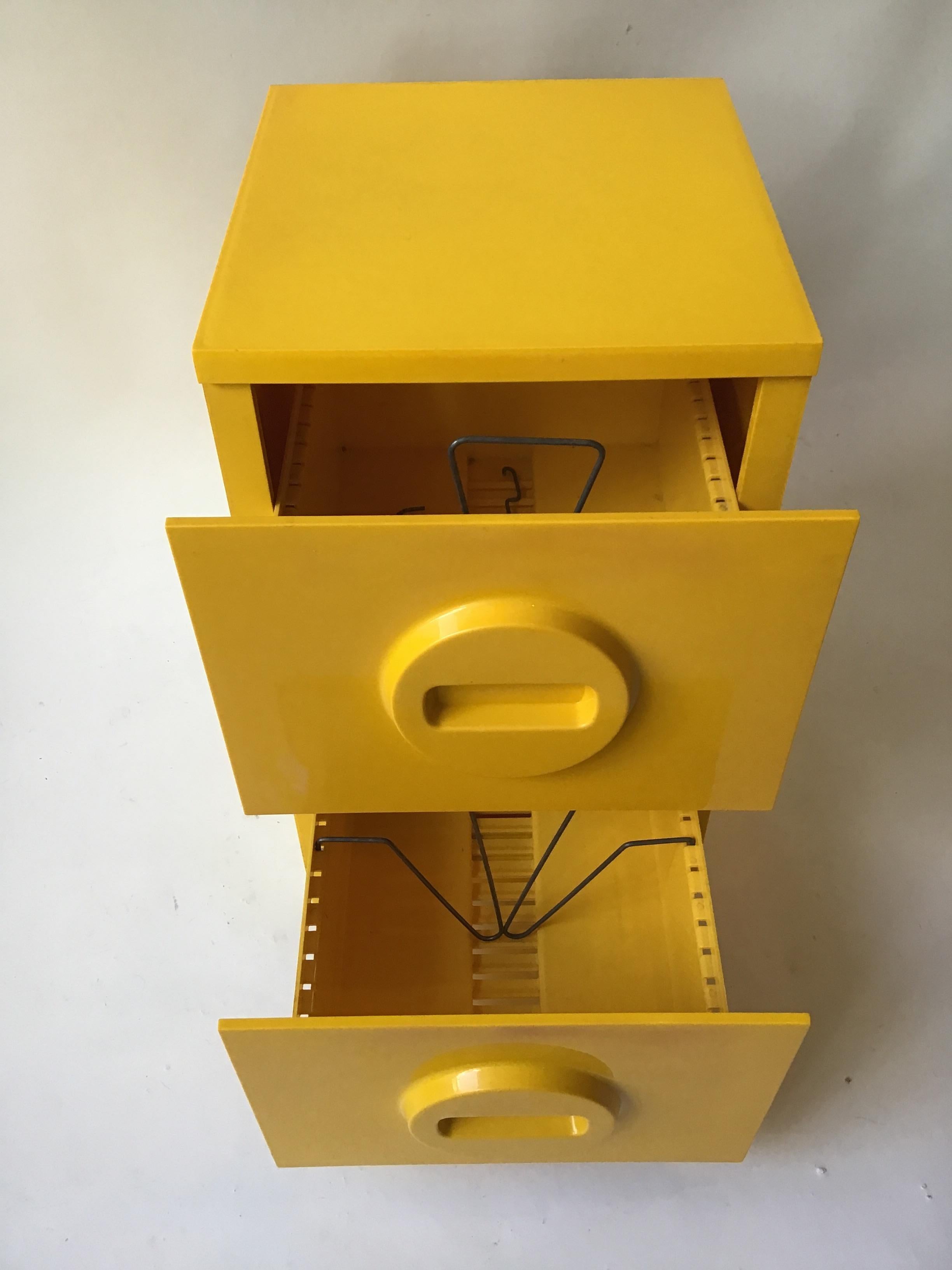 1970s Akro-Mils Yellow Plastic File Cabinet 2