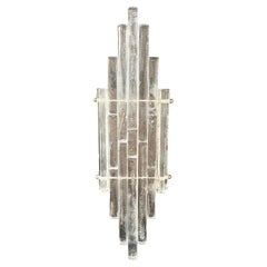 Two 1970s Albano Poli Modernist Clear Stacked Glass Poliarte Linea Wall Sconces