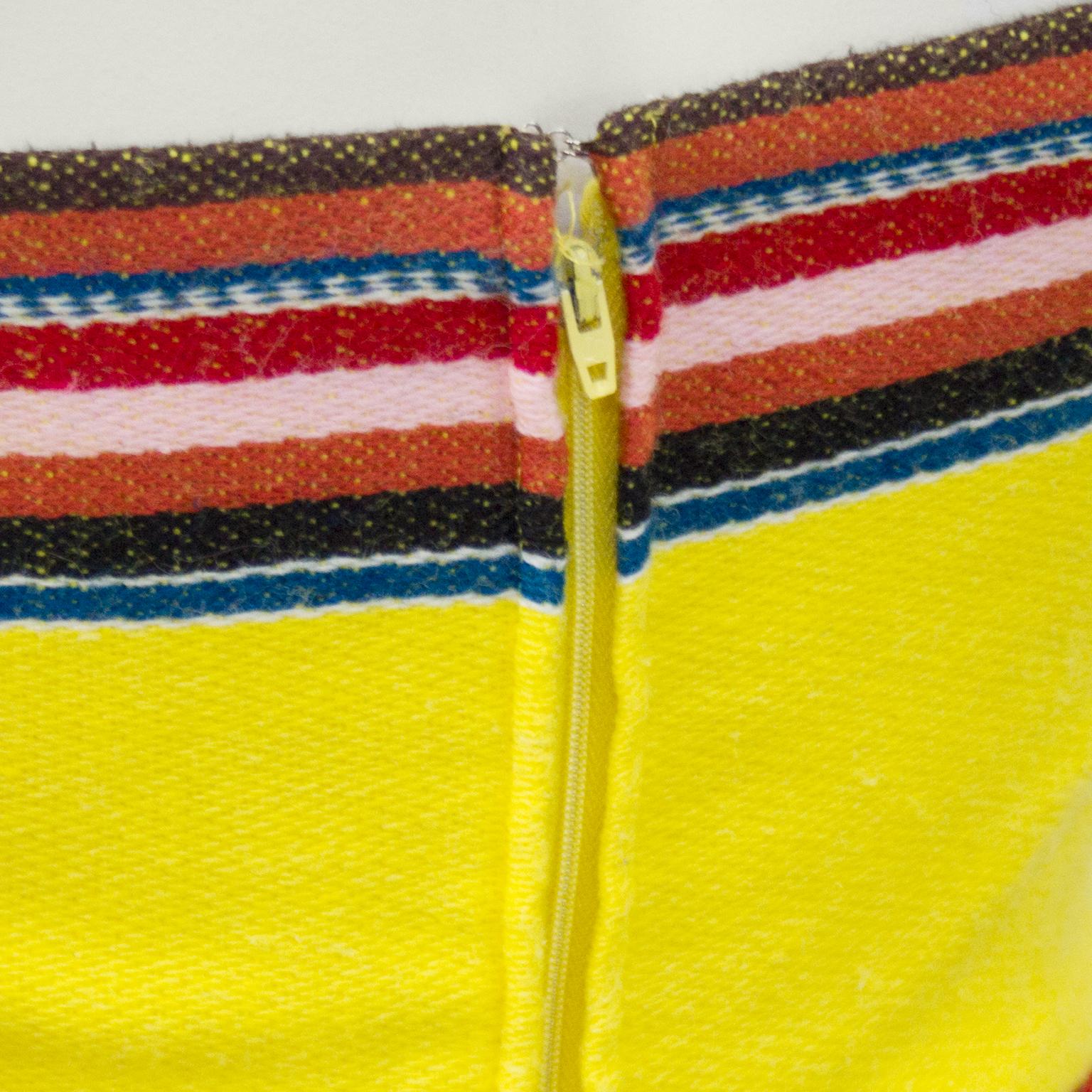 1970s Albert Capraro Yellow Mexican Blanket Maxi Dress In Good Condition For Sale In Toronto, Ontario