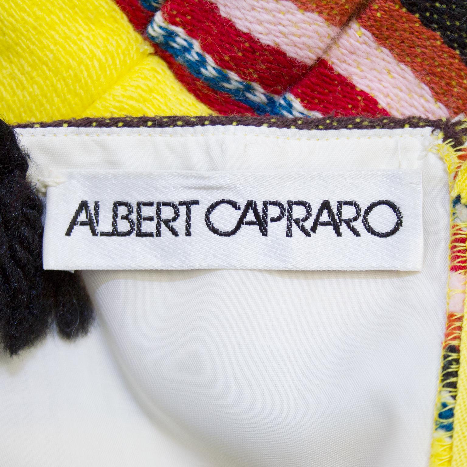 1970s Albert Capraro Yellow Mexican Blanket Maxi Dress For Sale 1