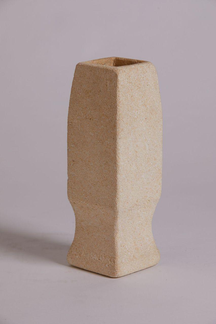 Hand-Carved 1970s Albert Tormos French Hand Carved Luberon Limestone Sculptural Vase