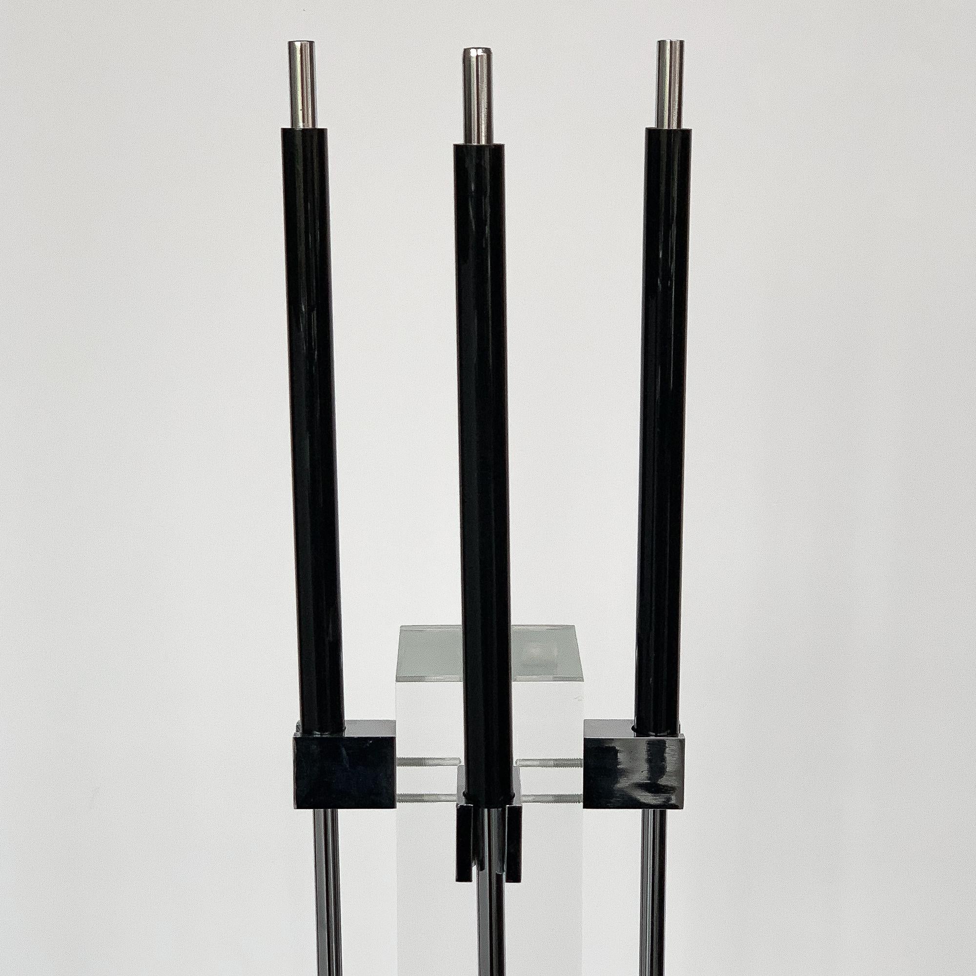 Italian 1970s Albrizzi Lucite and Chrome Fireplace Tools