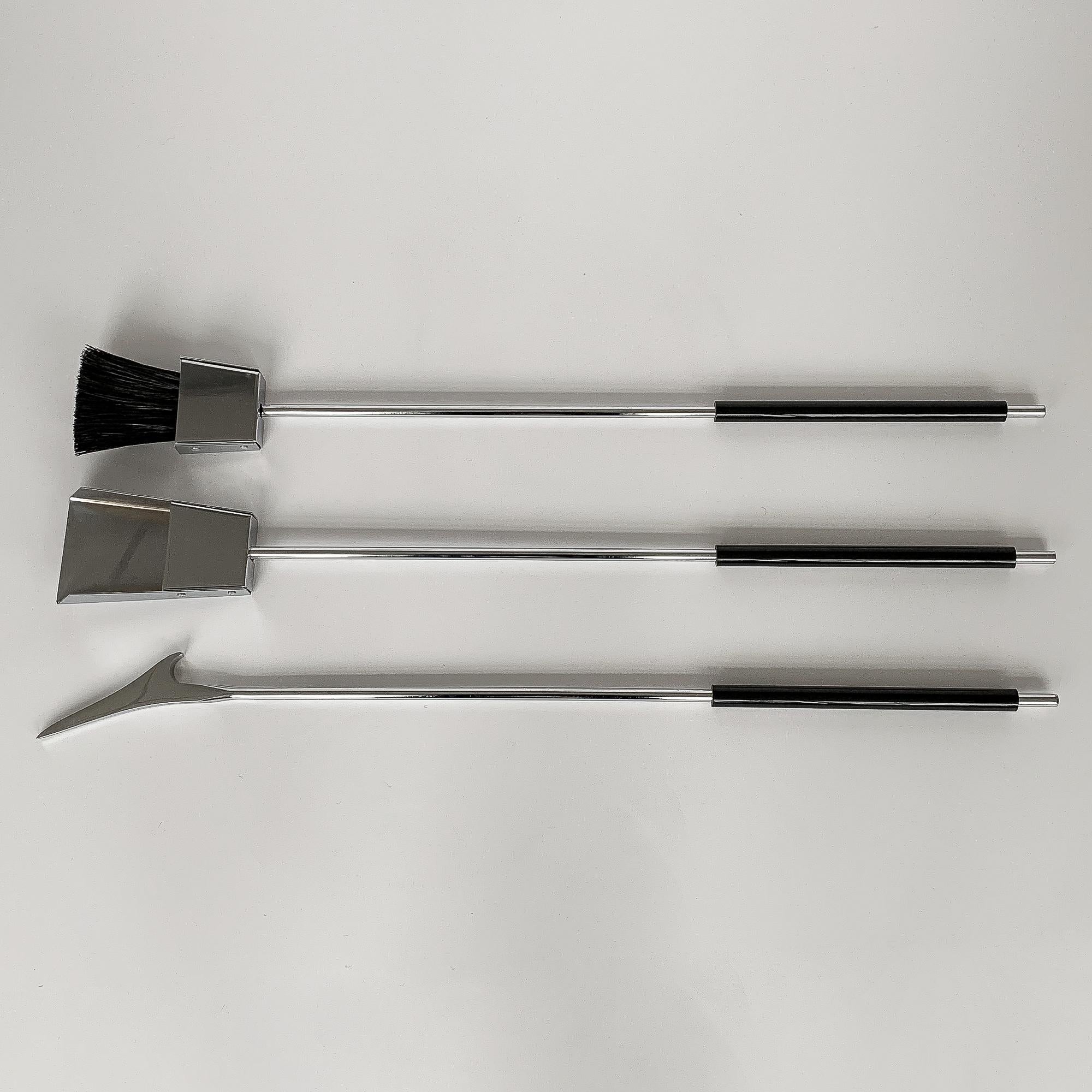 Steel 1970s Albrizzi Lucite and Chrome Fireplace Tools