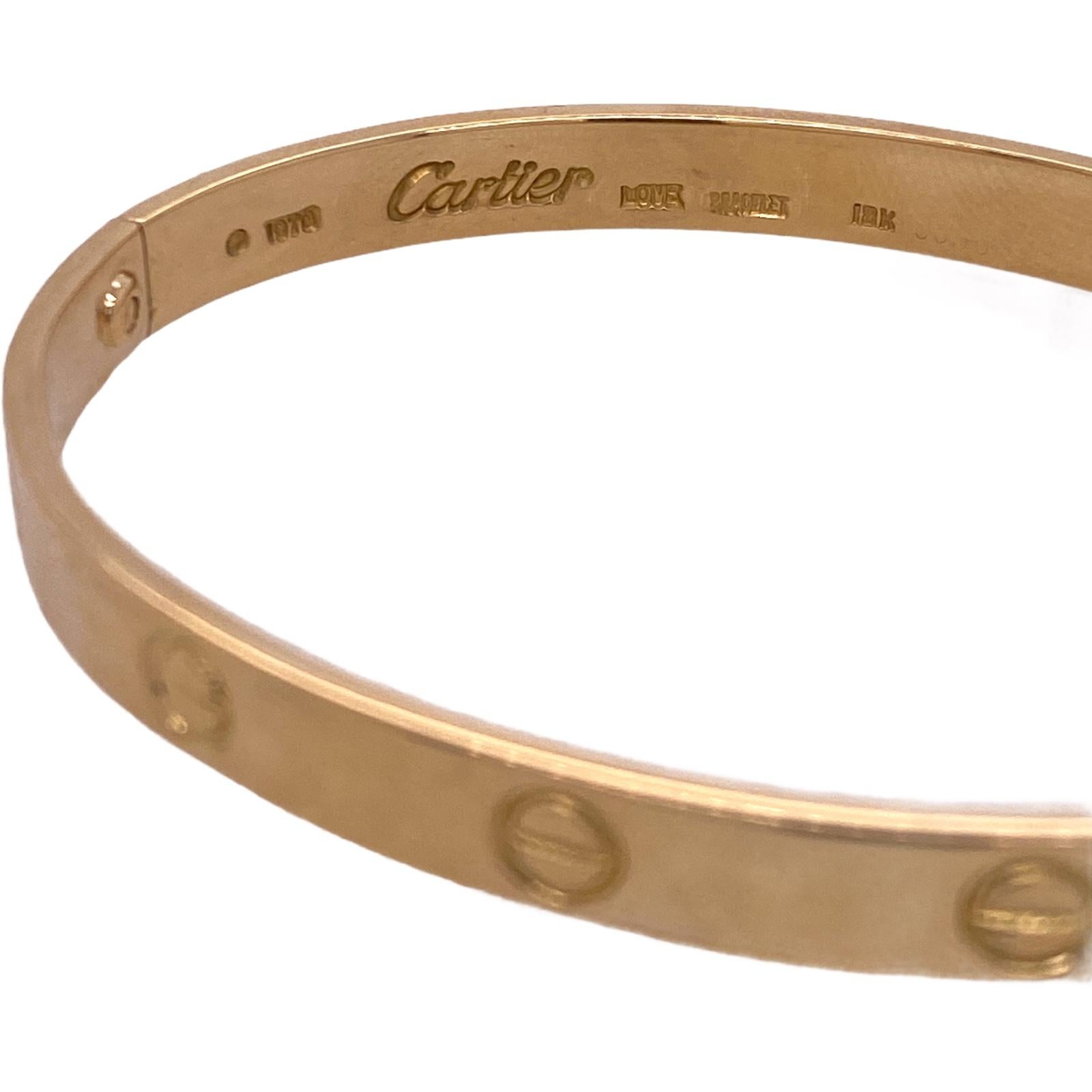 1970's Aldo Cipullo Cartier LOVE Bracelet 18 Karat Yellow Gold Original 1