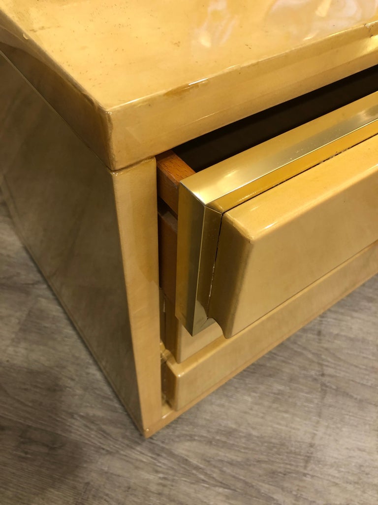 1970s Aldo Tura Parchment and Brass Night Stands Tables 5