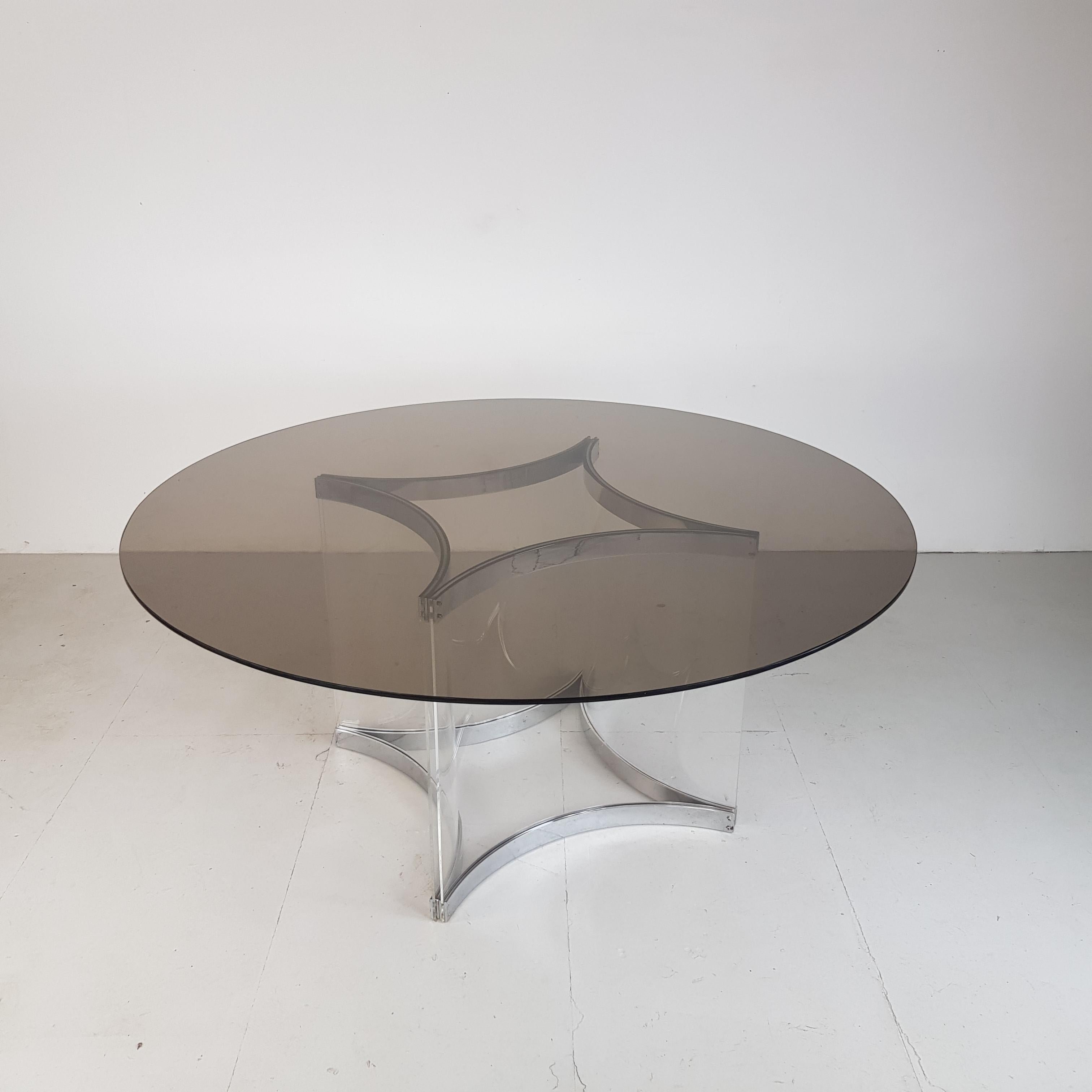 Italian 1970s Alessandro Albrizzi Glass and Lucite Dining Table For Sale