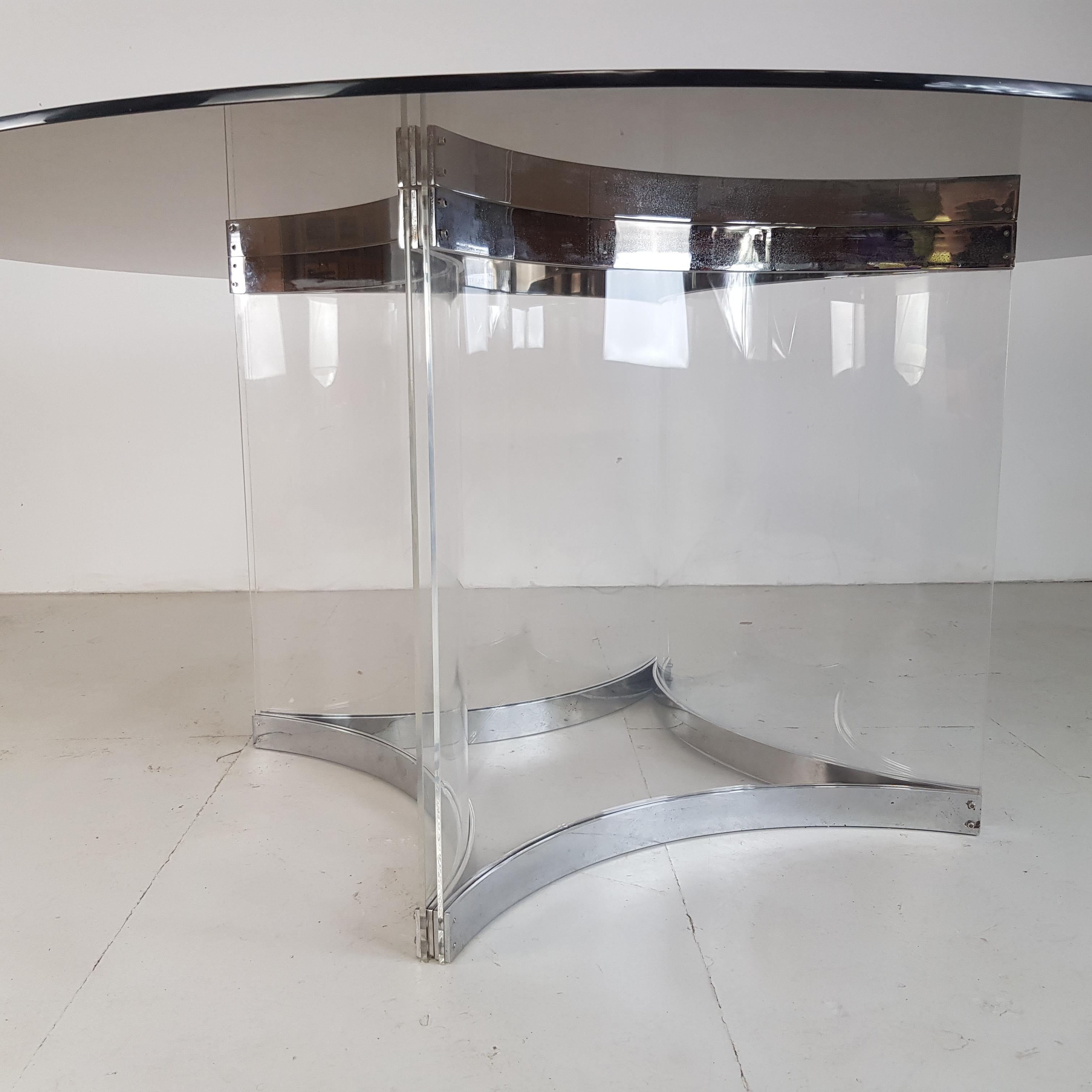 20th Century 1970s Alessandro Albrizzi Glass and Lucite Dining Table For Sale