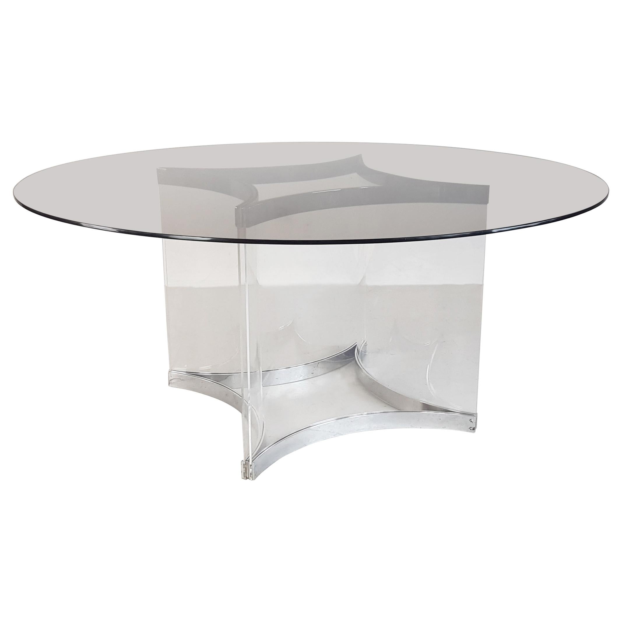 1970s Alessandro Albrizzi Glass and Lucite Dining Table For Sale