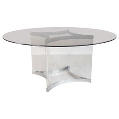 Vintage 1970s Alessandro Albrizzi Glass and Lucite Dining Table