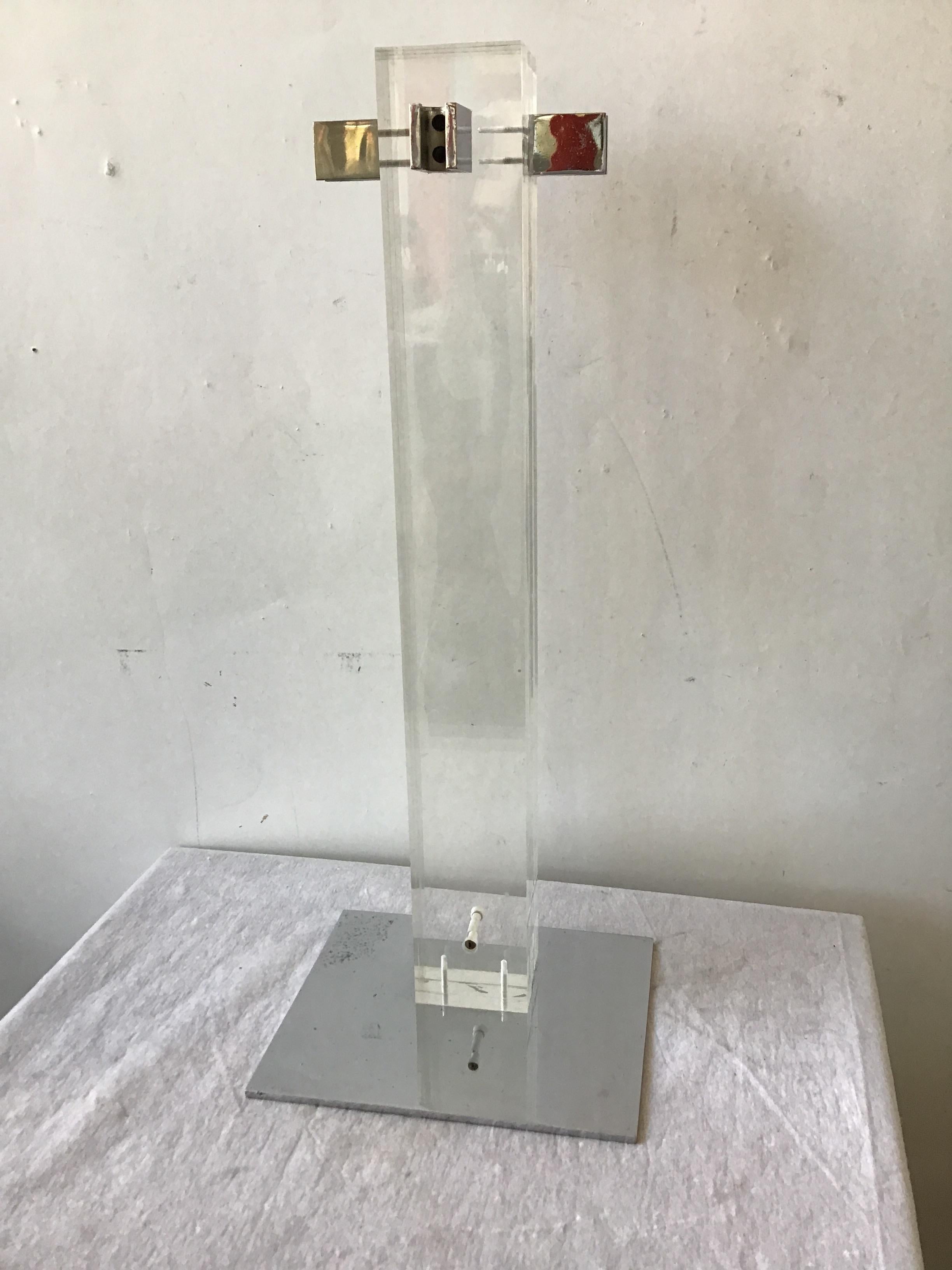 1970s Alessandro Albrizzi Lucite and Polished Chrome Fireplace Tool Set 6