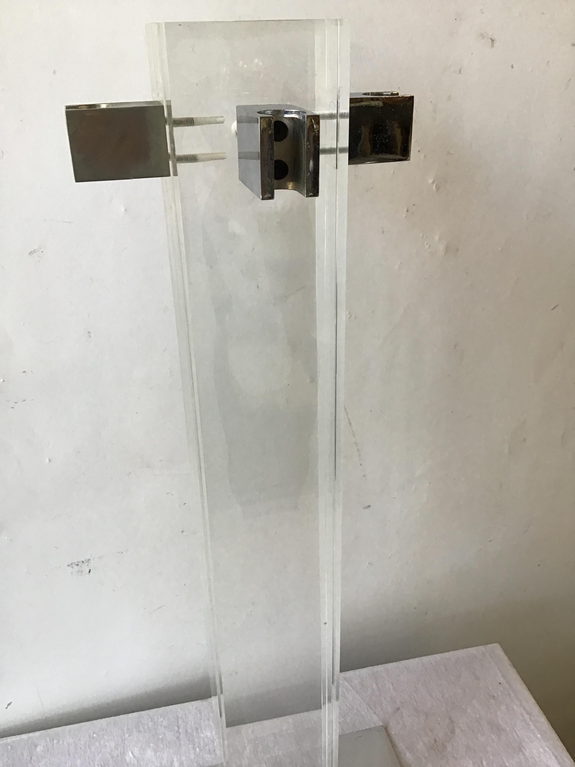 1970s Alessandro Albrizzi Lucite and Polished Chrome Fireplace Tool Set 4
