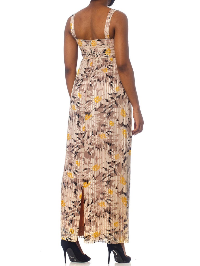 1970S ALFRED BOSAND Black and White Beaded Silk Chiffon Stripe Abstract