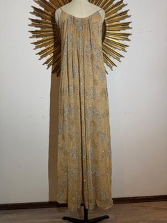 1970s Alfred Bosand Goddess Gown In Gold Lame Mesh w Silver/Gold Glitter