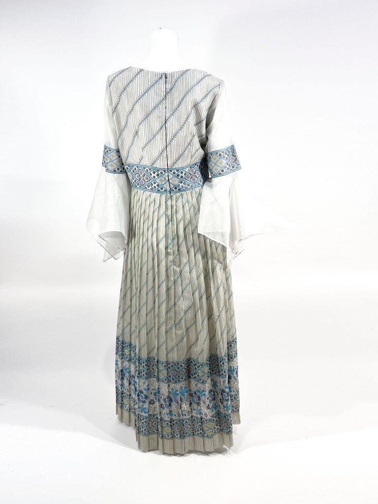 1970s Alfred Shaheen Light Blue Organza Dress For Sale 2