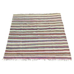 1970s Algerian Handmade Berber Rug Throw Wool Vintage Boho 210x188cm Pink beige