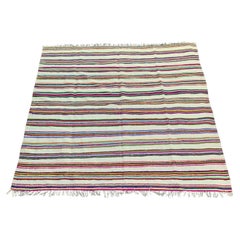 Tapis berbère algérien vintage Boho 210 x188 cm rose beige, fait main, années 1970 