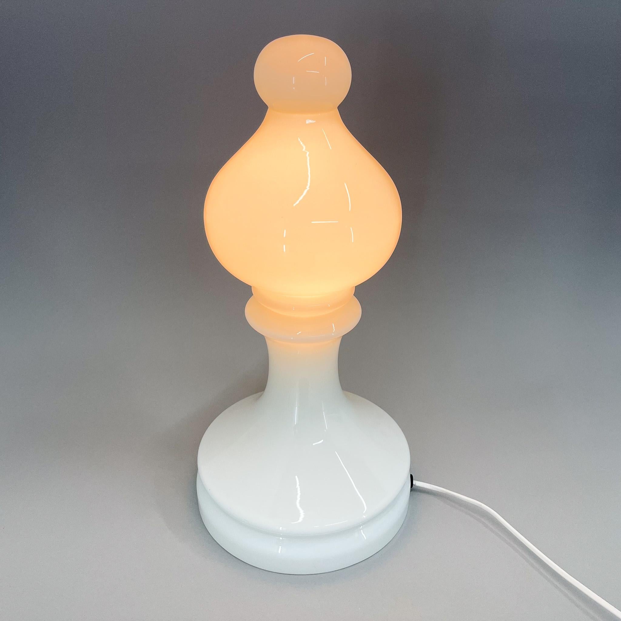 Opaline Glass 1970s All-Glass Designer Lamp 'Bishop' by Ivan Jakes For Sale