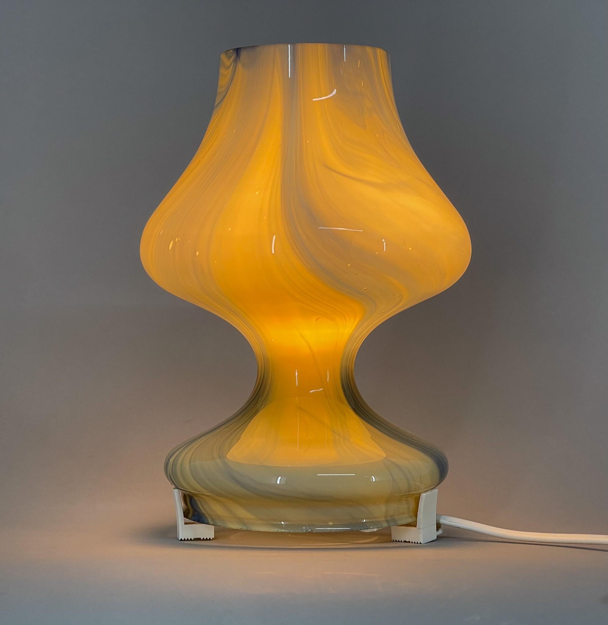 Mid-Century Modern 1970s All Glass Table Lamp, Czechoslovakia For Sale