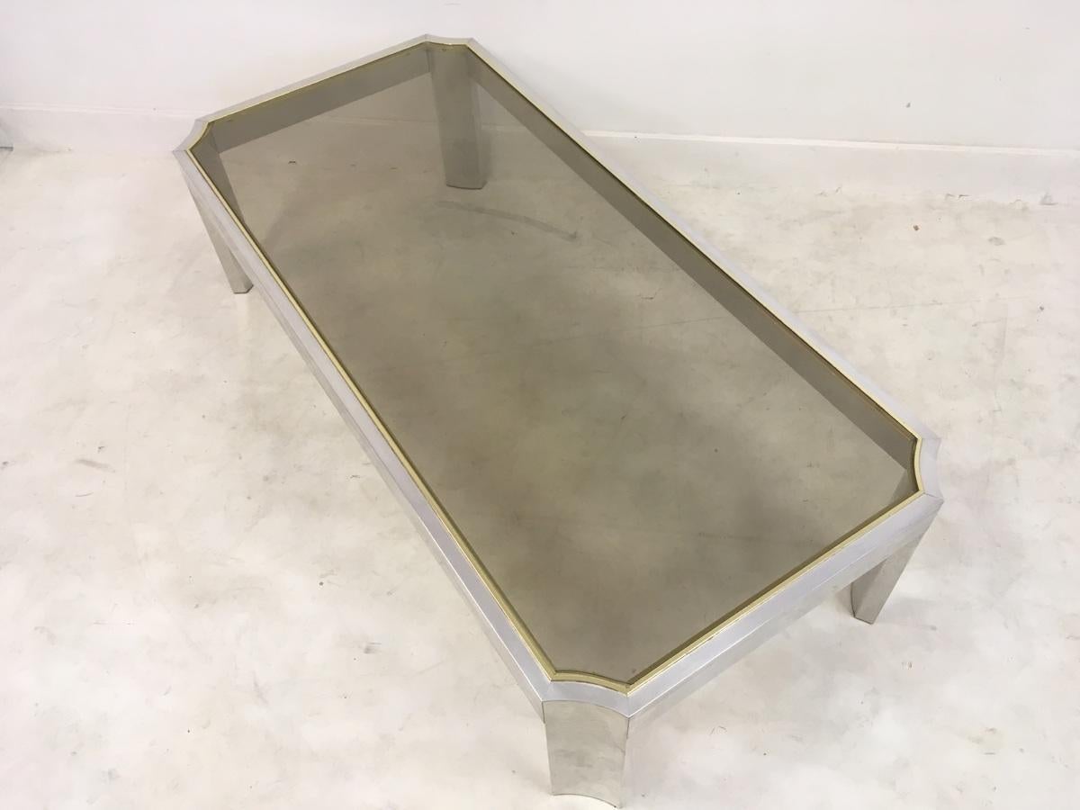 1970s Aluminium and Brass Coffee Table In Good Condition In London, London