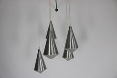 1970s Aluminium Cascade Pendant Light with Crystal Glass, Germany