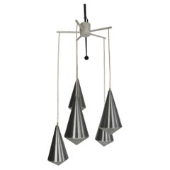 1970s Aluminium Cascade Pendant Light with Crystal Glass, Germany